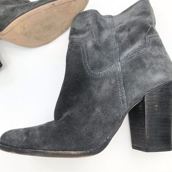Dolce Vita Gray Suede Leather Soft Structure Western Style Heeled Ankle Boots - Picture 5 of 16